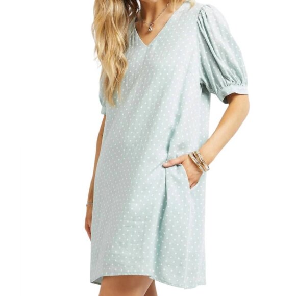 029 - Blue Swiss Dot Dress - Picture 1 of 2